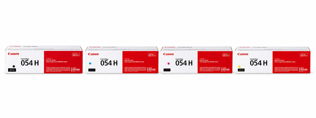 Canon 054H Toner Cartridge CMYK 4-Pack (CRG054H-CMYK) — genuine Canon original, factory sealed box