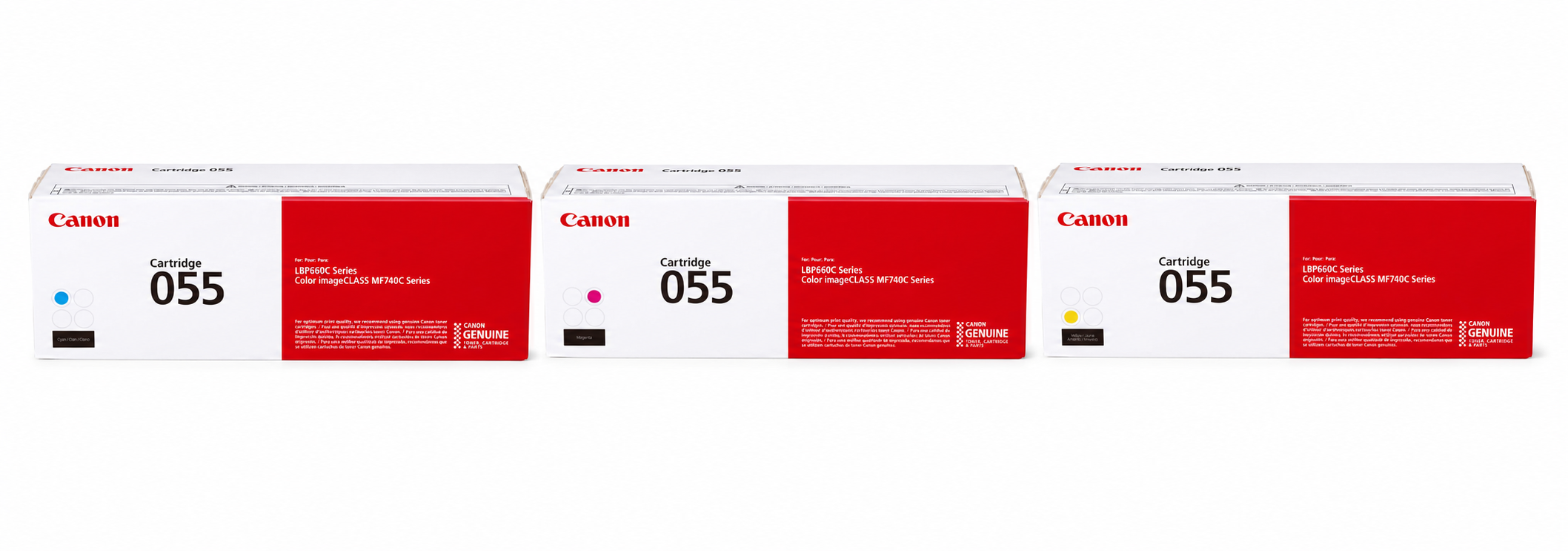 Canon 055 Toner Cartridge CMY 3-Pack (CRG055-CMY) — genuine Canon original, factory sealed box