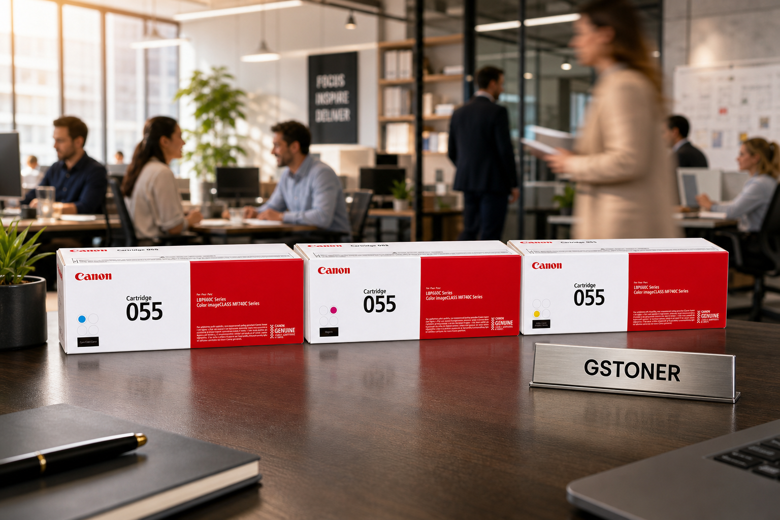 Canon 055 Toner Cartridge CMY 3-Pack — GS TONER studio photo