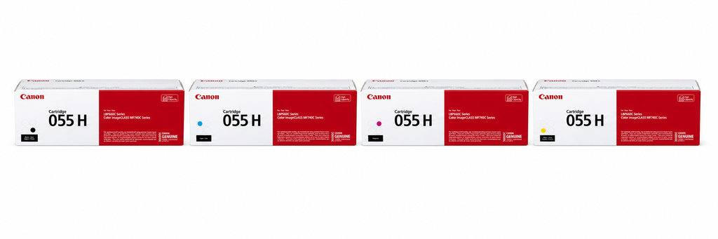 Canon 055H Toner Cartridge CMYK 4-Pack (CRG055H-CMYK) — genuine Canon original, factory sealed box