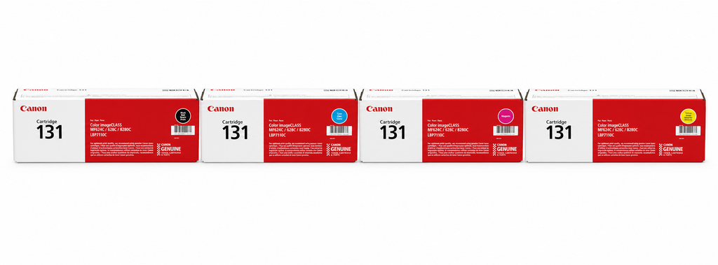Canon 131 Toner Cartridge CMYK 4-Pack (CRG131-CMYK) — genuine Canon original, factory sealed box