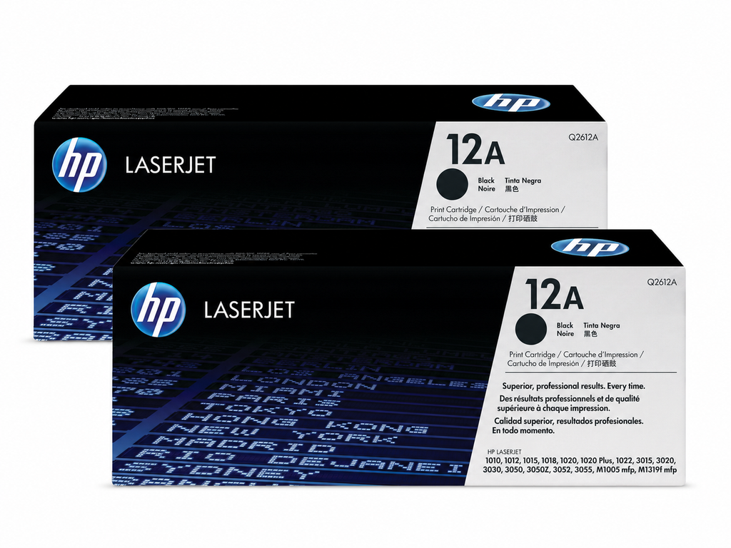 HP 12A Toner Cartridge 2-Pack (HP12A-2PK) — genuine HP original, factory sealed box