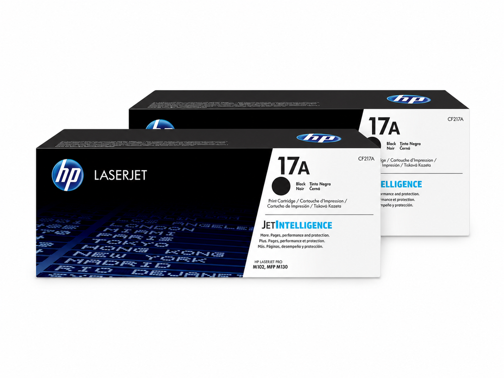 HP 17A Toner Cartridge 2-Pack (HP17A-2PK) — genuine HP original, factory sealed box