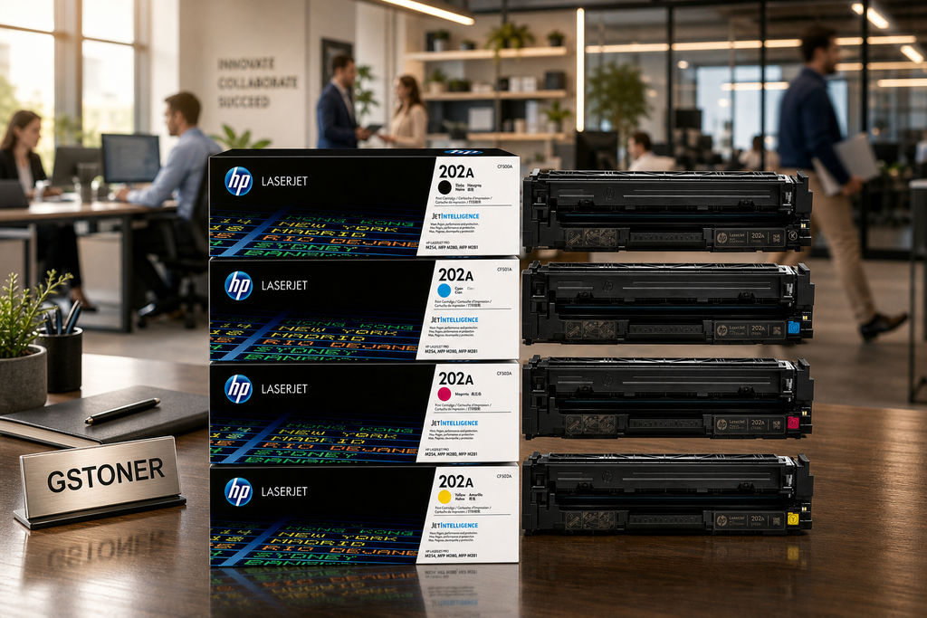 HP 202A Toner Cartridge CMYK 4-Pack — GS TONER studio photo