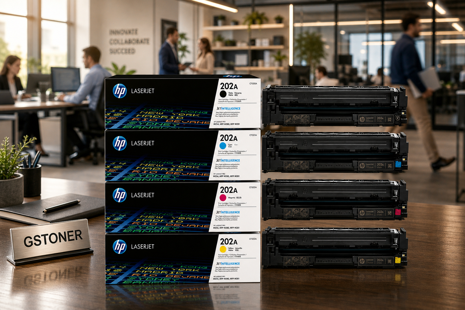 HP 202A Toner Cartridge CMYK 4-Pack — GS TONER studio photo