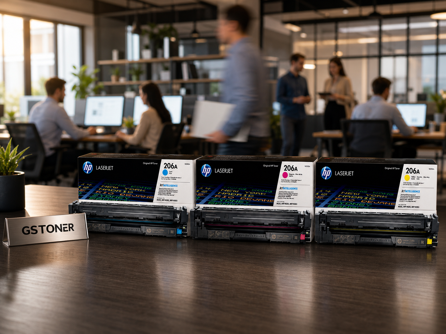 HP 206A Toner Cartridge CMY 3-Pack — GS TONER studio photo