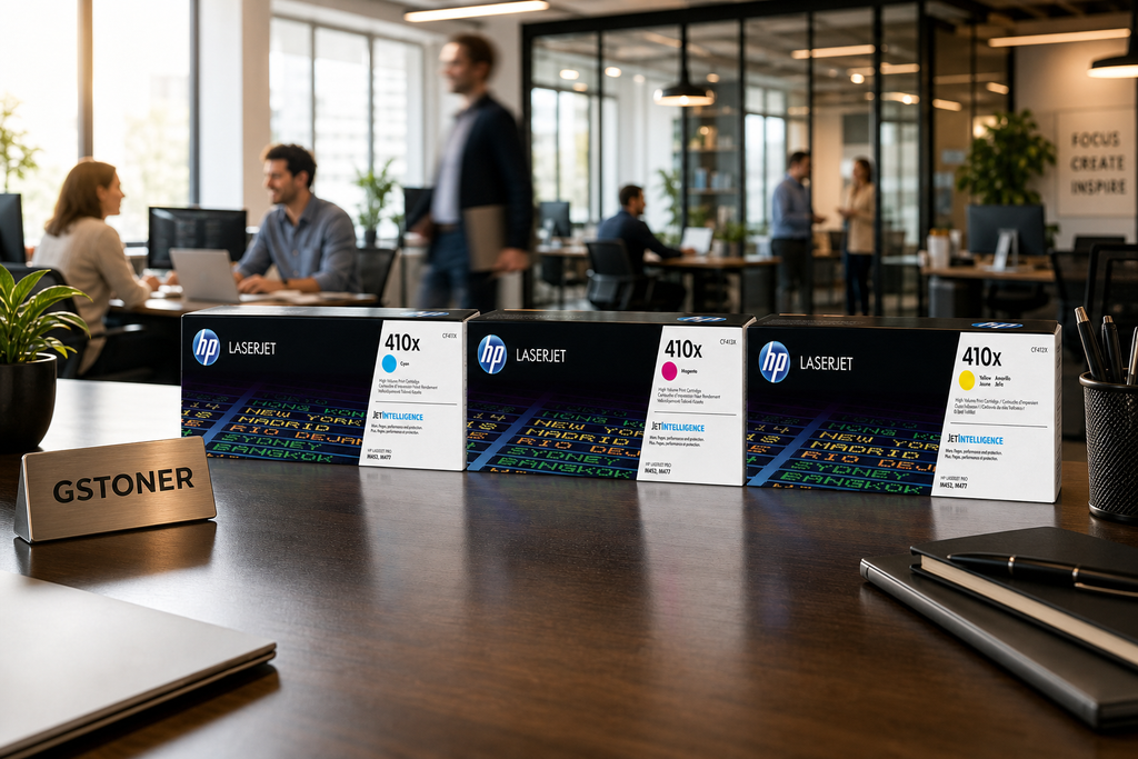 HP 410X Toner Cartridge CMY 3-Pack — GS TONER studio photo
