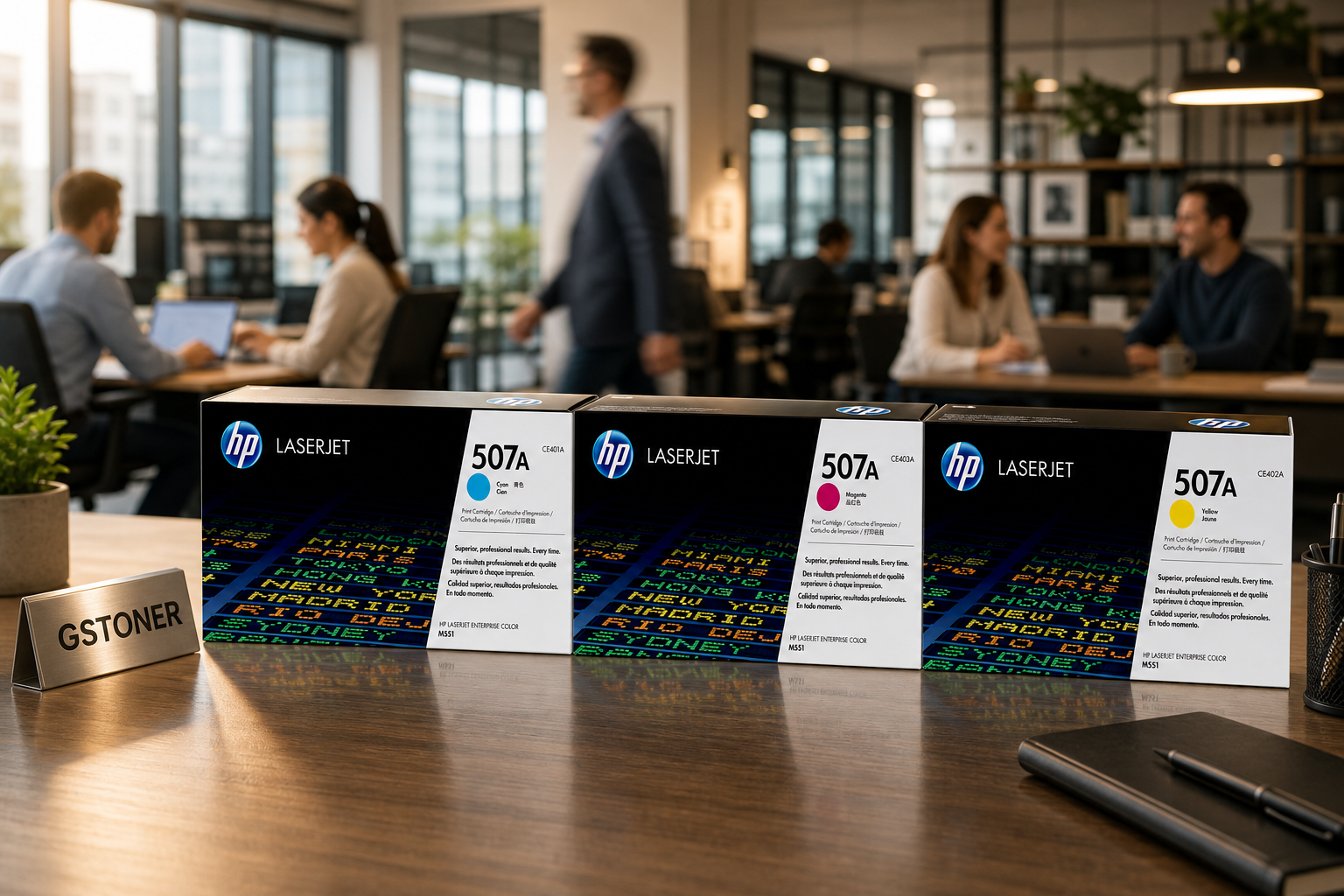 HP 507A Toner Cartridge CMY 3-Pack — GS TONER studio photo