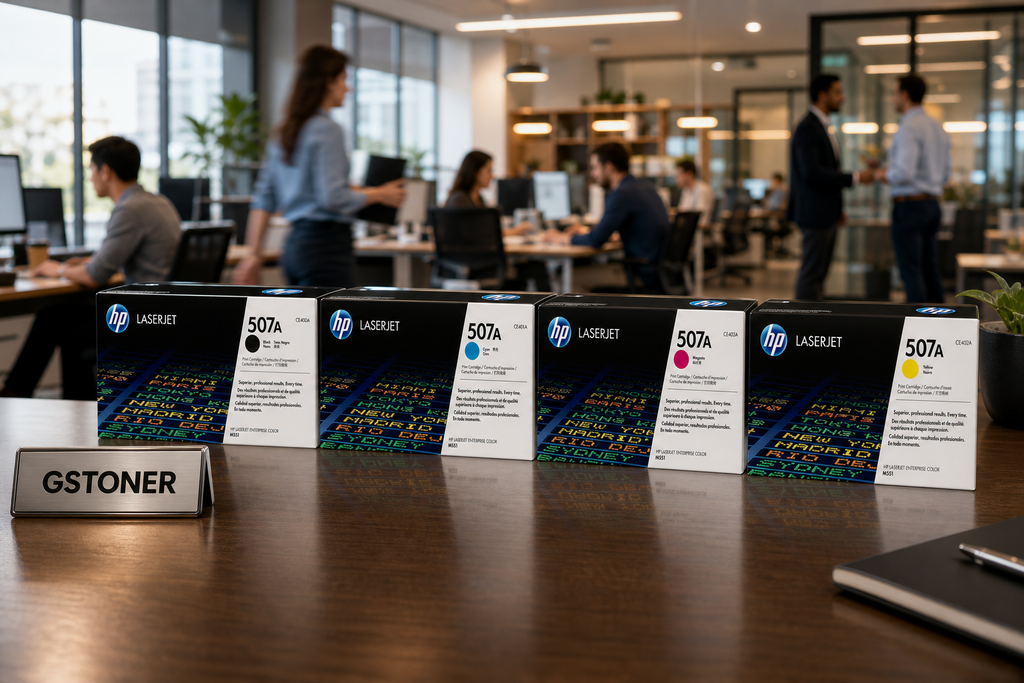 HP 507A Toner Cartridge CMYK 4-Pack — GS TONER studio photo