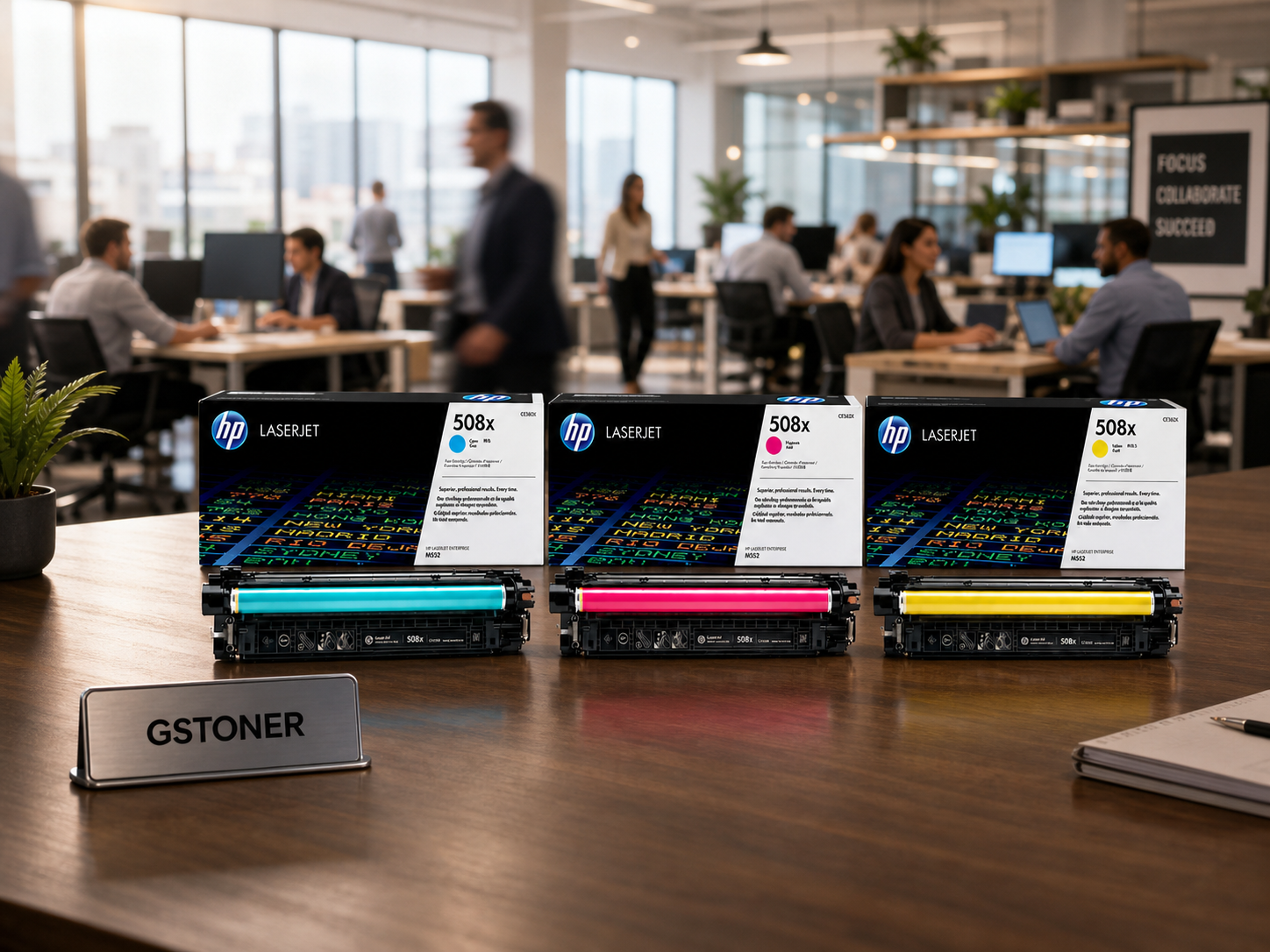 HP 508X Toner Cartridge CMY 3-Pack — GS TONER studio photo